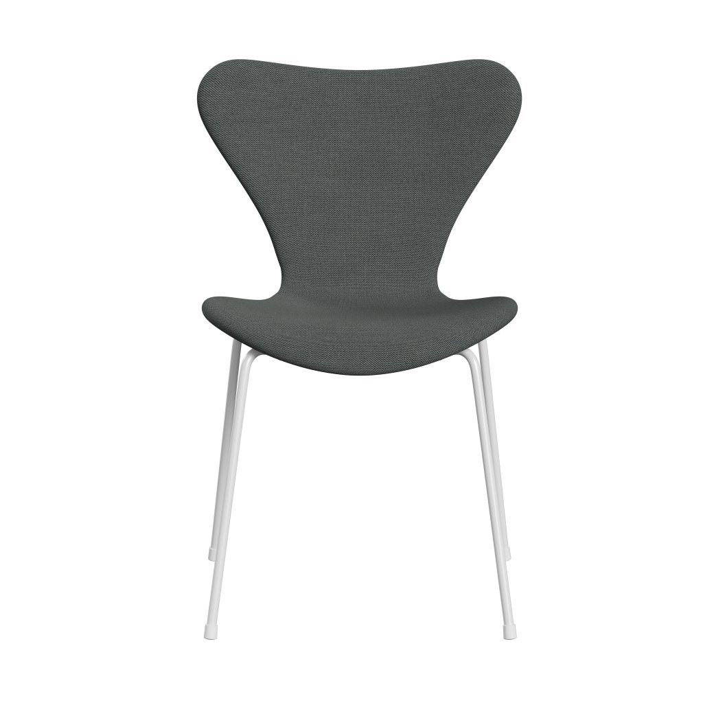 Fritz Hansen 3107 Silla de tapicería completa, blanco/acero de carbón