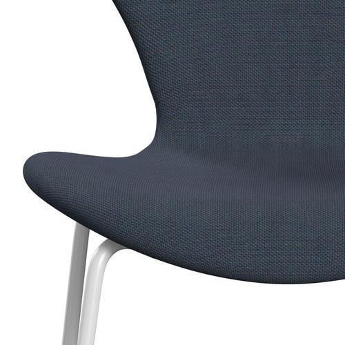 Fritz Hansen 3107 Silla tapicería completa, trío blanco/acero oliva verde/turquesa