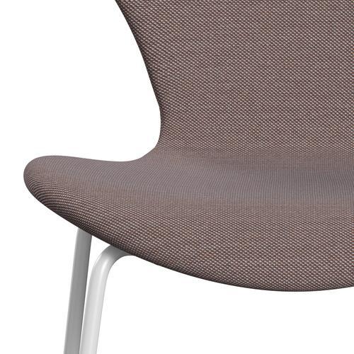 Fritz Hansen 3107 Stuhl Vollpolsterung, Weiß/Stahlschnitt Trio Orange/Hellgrau/Schwarz