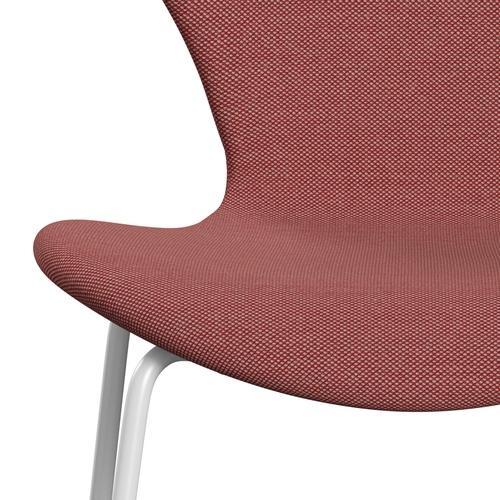 Fritz Hansen 3107 Silla tapicería completa, trío blanco/acero rosa/rojo/negro