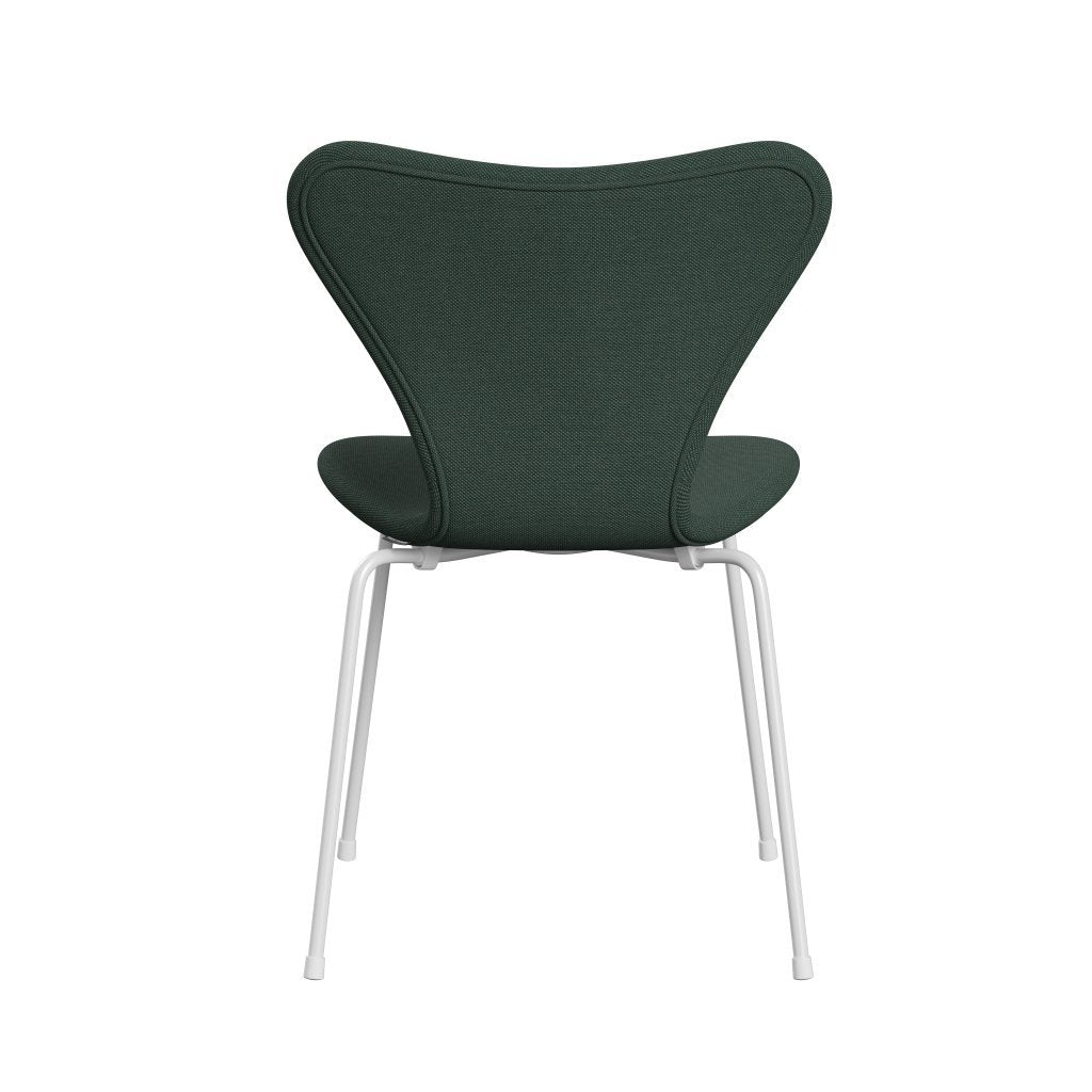 Fritz Hansen 3107 stoel Volledige bekleding, wit/staalcut trio stoffig groen