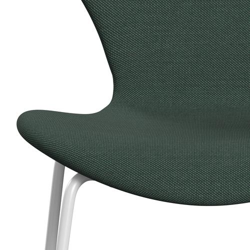 Fritz Hansen 3107 sedia piena rivestimento, trio di taglio bianco/acciaio verde polveroso