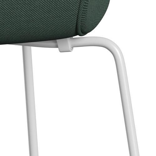 Fritz Hansen 3107 sedia piena rivestimento, trio di taglio bianco/acciaio verde polveroso