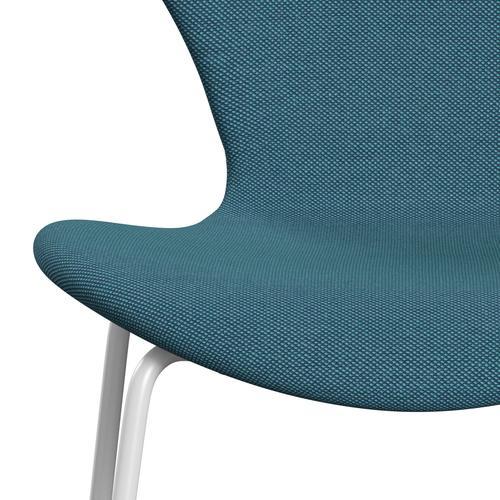 Fritz Hansen 3107 Stol Fuld polstring, hvid/stålcuttrio turkis