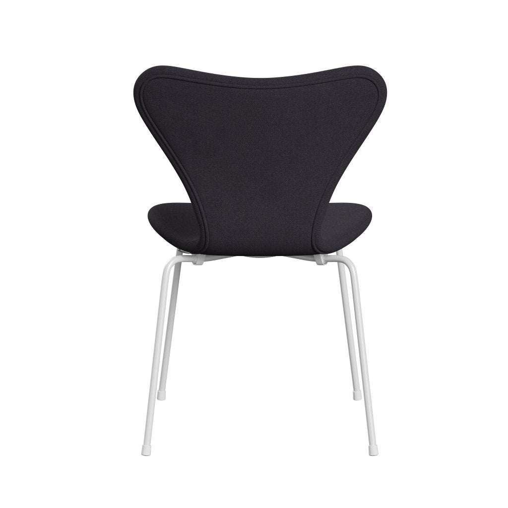 Fritz Hansen 3107 Stuhl Vollpolsterung, Weiß/Stahlschnitt Trio Warm Dark Blue