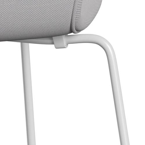 Fritz Hansen 3107 sedia piena rivestimento, trio bianco/taglio di acciaio bianco e grigio chiaro