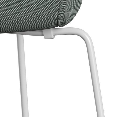 Fritz Hansen 3107 chaise complète complète, blanc / steelcut trio blanc / vert foncé