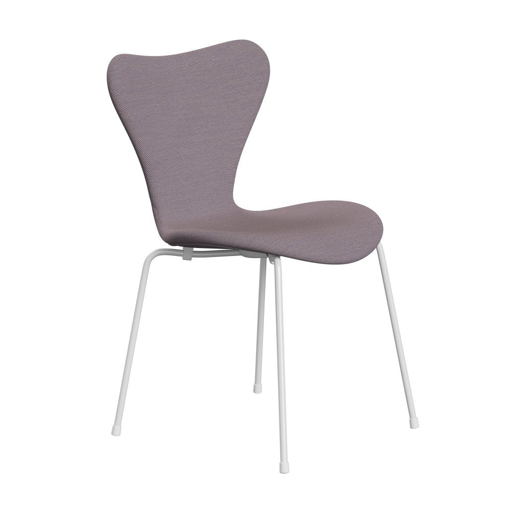 Fritz Hansen 3107 stol full møbeltrekk, hvit/stålkut trio hvit/fiolett