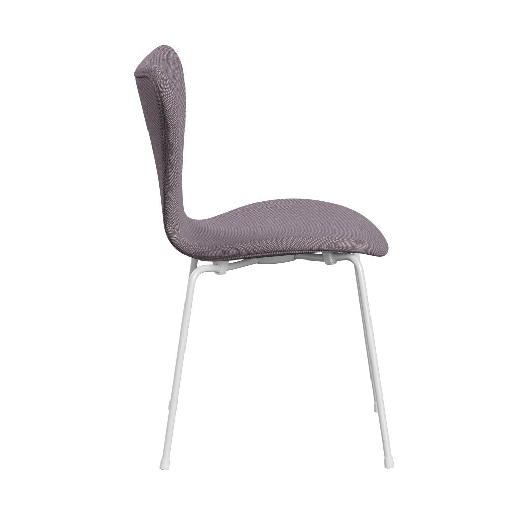 Fritz Hansen 3107 Silla tapicería completa, blanco/acero trío blanco/violeta