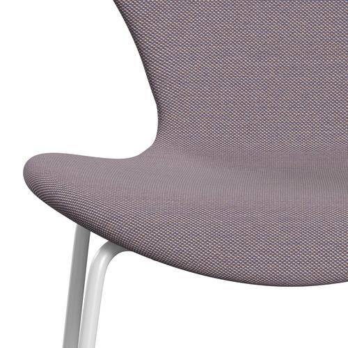 Fritz Hansen 3107 chaise complète complète, blanc / Steelcut trio blanc / violet