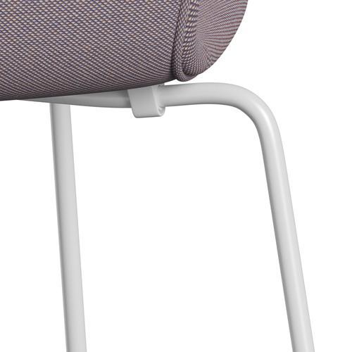 Fritz Hansen 3107 stol full møbeltrekk, hvit/stålkut trio hvit/fiolett