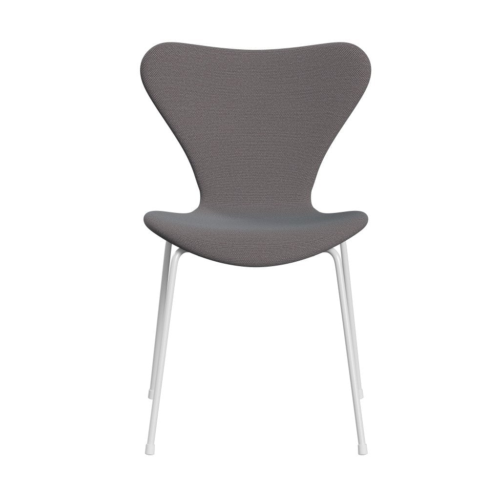 Fritz Hansen 3107 Silla tapicería completa, blanco/acero trío suave azul/marrón/negro