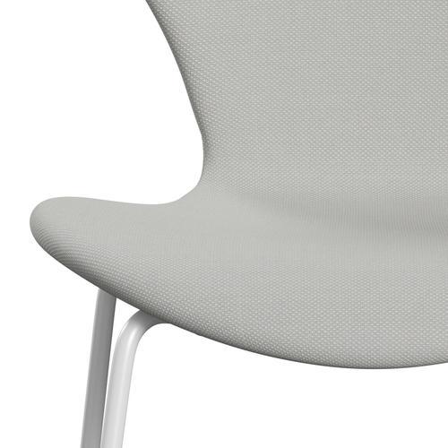 Fritz Hansen 3107 Stol Fullklädsel, vit/stålcuttrio Delikat Mint Green