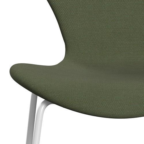 Fritz Hansen 3107 stol fuld polstring, hvid/stålcut trio blød grøn