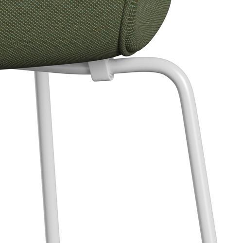 Fritz Hansen 3107 Chair Full Upholstery, White/Steelcut Trio Soft Green