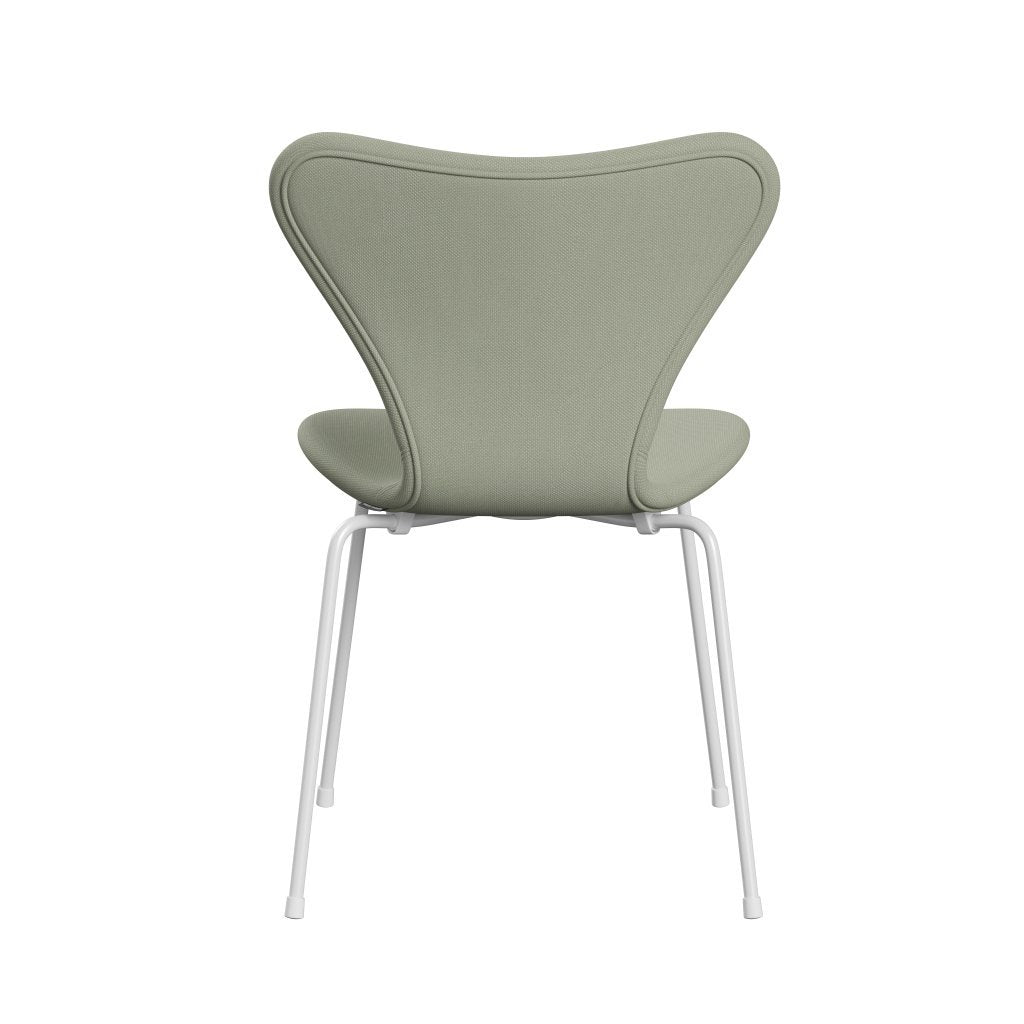 Fritz Hansen 3107 Chair Full Upholstery, White/Steelcut Turquoise Light