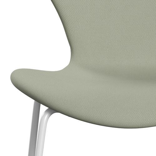 Fritz Hansen 3107 chaise complète complète, lumière turquoise blanche / Steelcut