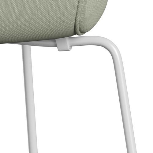 Fritz Hansen 3107 stoel Volledige bekleding, wit/staalcut turquoise licht