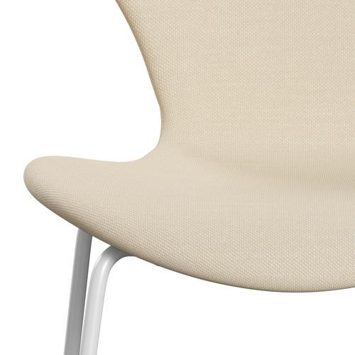 Fritz Hansen 3107 Stuhl Vollpolsterung, Weiß/Stahlschnitt Weiß