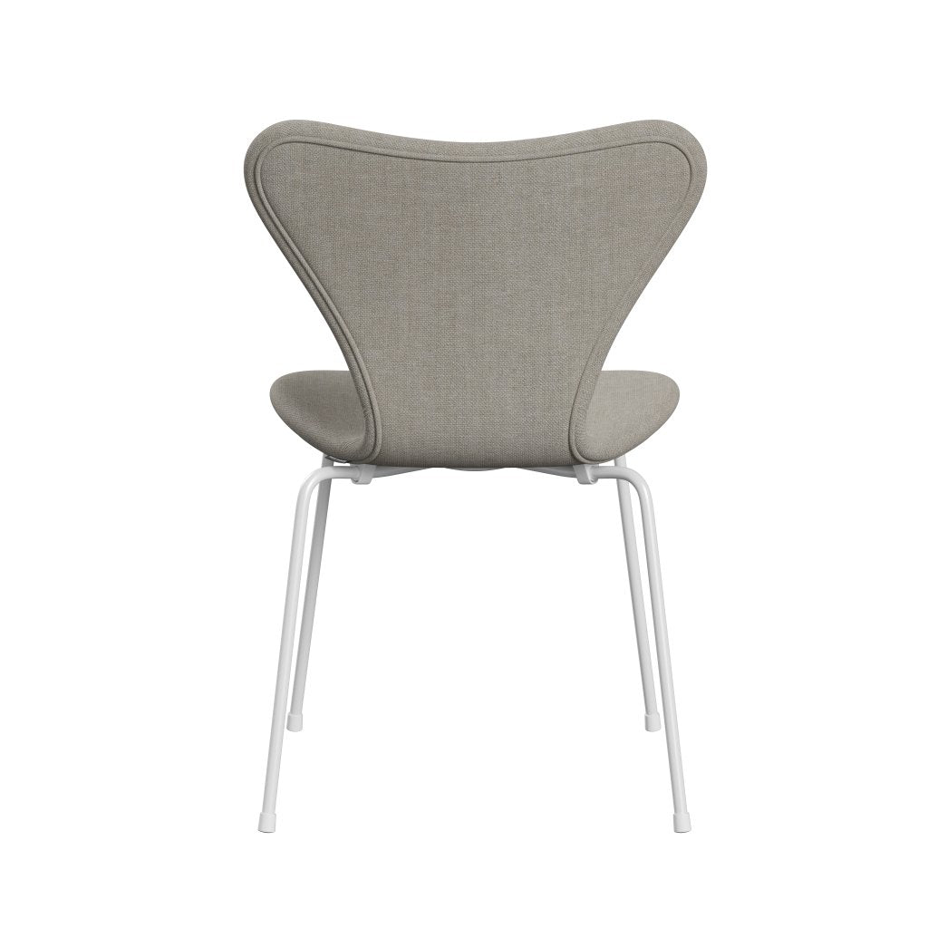 Fritz Hansen 3107 sedia piena tappezzeria, bianco/sunniva 2 beige