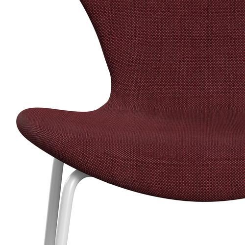 Fritz Hansen 3107 Chair Full Upholstery, White/Sunniva 2 Burgundy