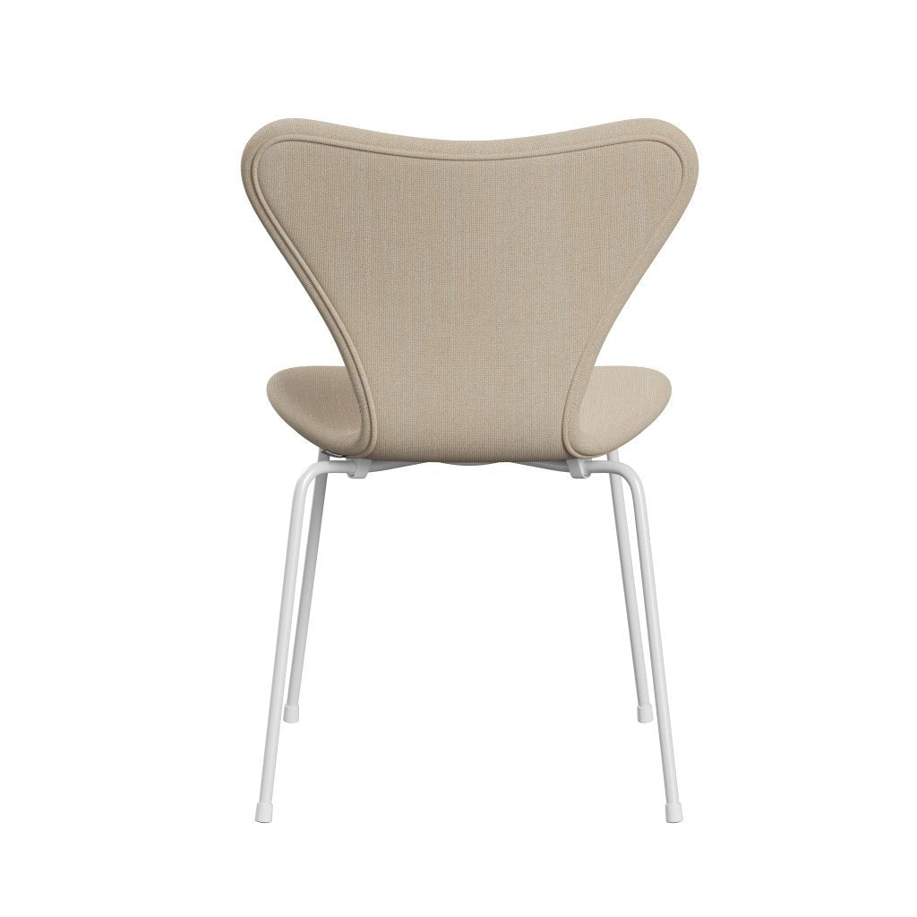 Fritz Hansen 3107 chaise complète complète, blanc / sunniva 2 crème / sable