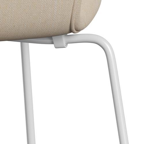 Fritz Hansen 3107 chaise complète complète, blanc / sunniva 2 crème / sable