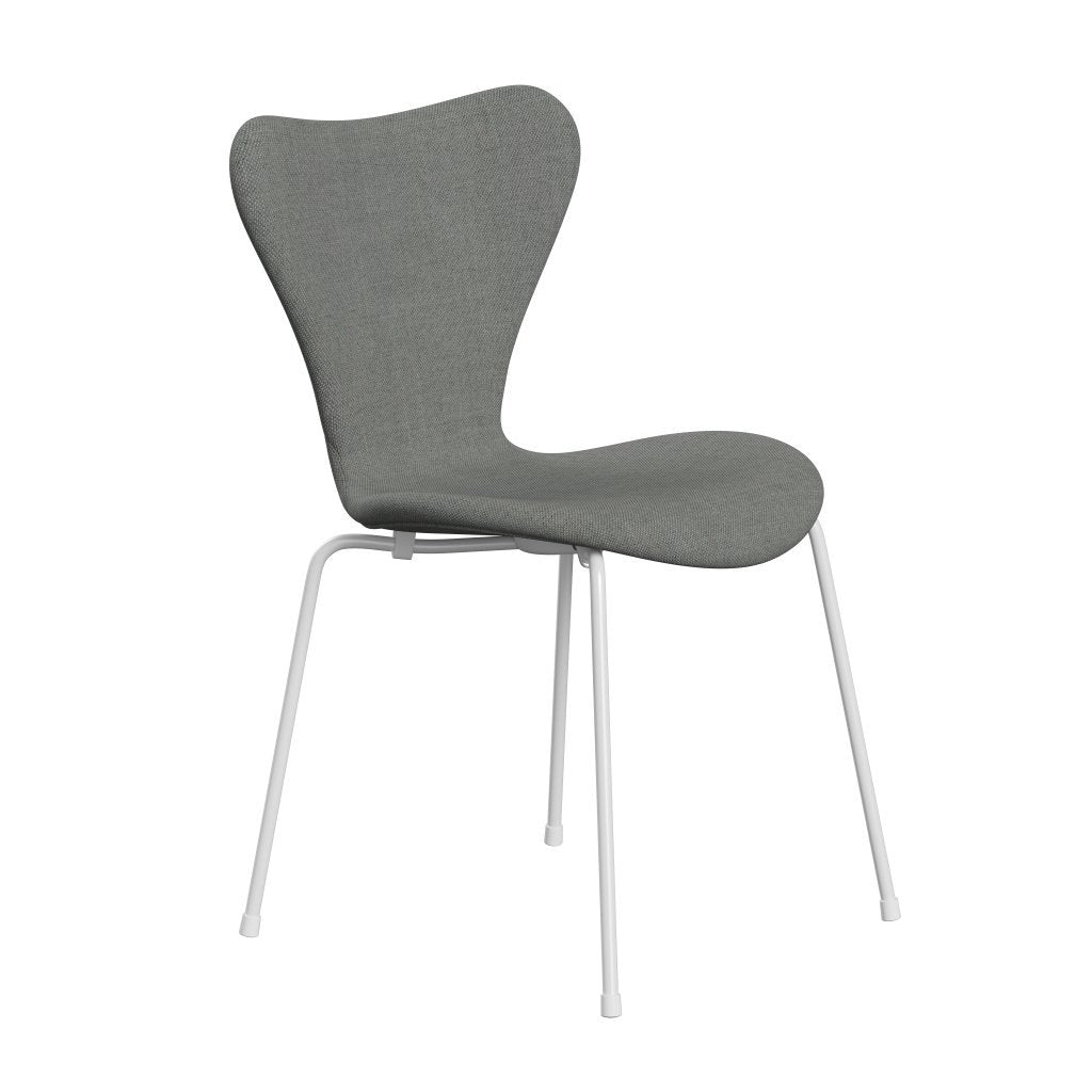 Fritz Hansen 3107 Stuhl Vollpolsterung, Weiß/Sunniva 2 Grau