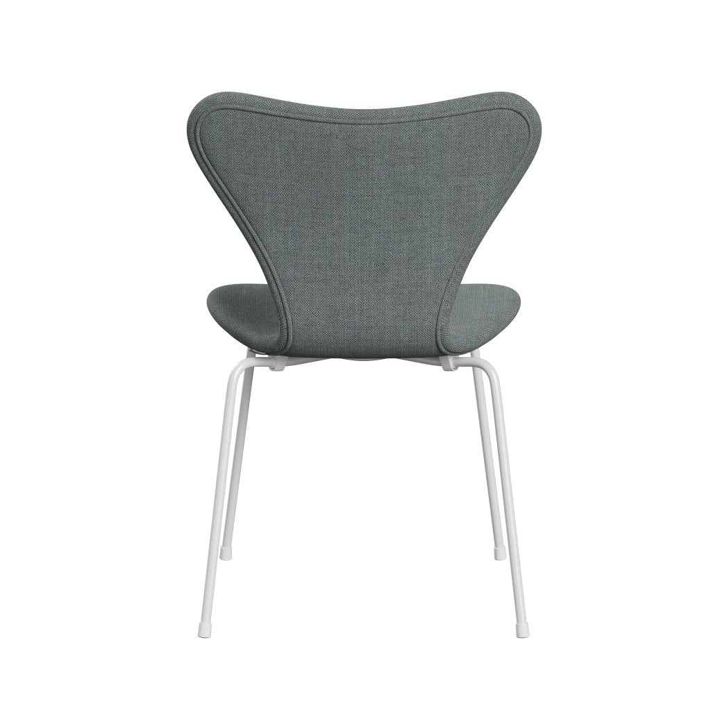 Fritz Hansen 3107 stol full klädsel, vit/sunniva 2 grå/blekgrön