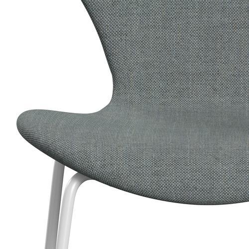 Fritz Hansen 3107 Stuhl Vollpolsterung, Weiß/Sunniva 2 Grau/Blassgrün