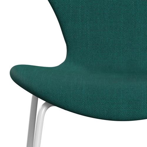 Fritz Hansen 3107 stol fuld polstring, hvid/sunniva 2 grøn