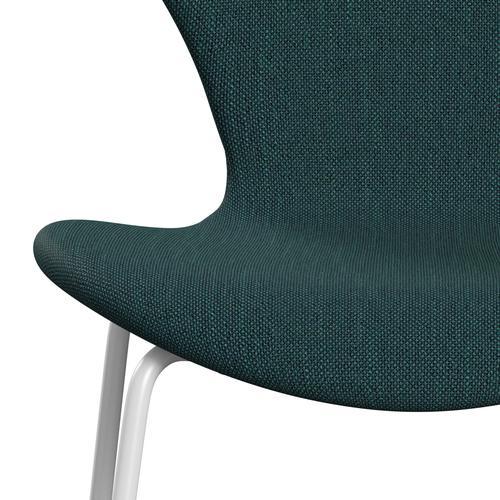 Fritz Hansen 3107 Chair Full Upholstery, White/Sunniva 2 Green/Grey