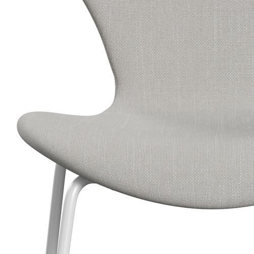 Fritz Hansen 3107 sedia piena tappezzeria, bianco/Sunniva 2 tela naturale