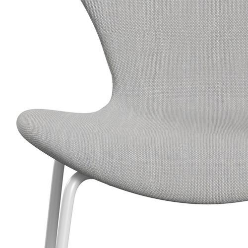 Fritz Hansen 3107 chaise complète complète, blanc / sunniva 2 gris naturel / clair