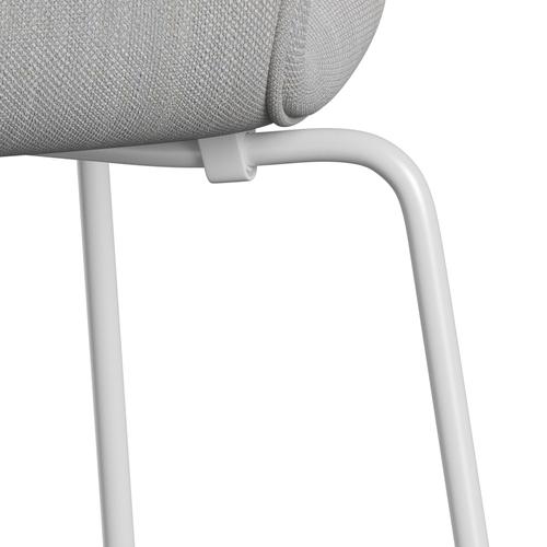 Fritz Hansen 3107 Silla tapicería completa, blanco/sunniva 2 natural/gris claro