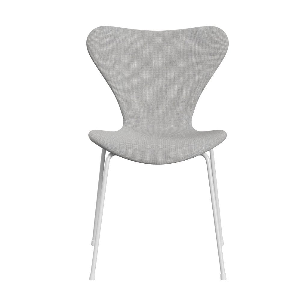 Fritz Hansen 3107 Stol Fuld polstring, White/Sunniva 2 Naturlig/lysegrå