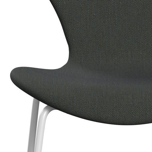 Fritz Hansen 3107 Chair Full Upholstery, White/Sunniva 2 Navy/Olive