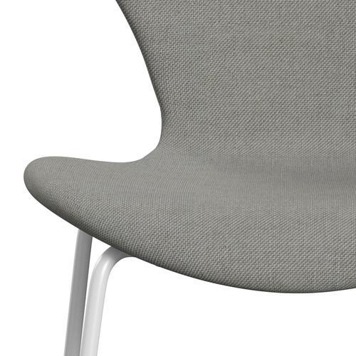 Fritz Hansen 3107 Silla tapicería completa, blanca/sunniva 2 arena/gris claro