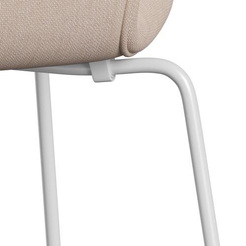 Fritz Hansen 3107 chaise complète complète, blanc / sunniva 2 sable / rose doux