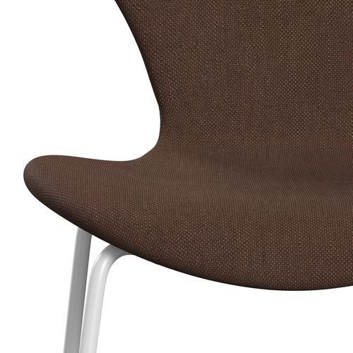 Fritz Hansen 3107 Stuhl Vollpolsterung, Weiß/Sunniva 2 Schokolade/Kastanie