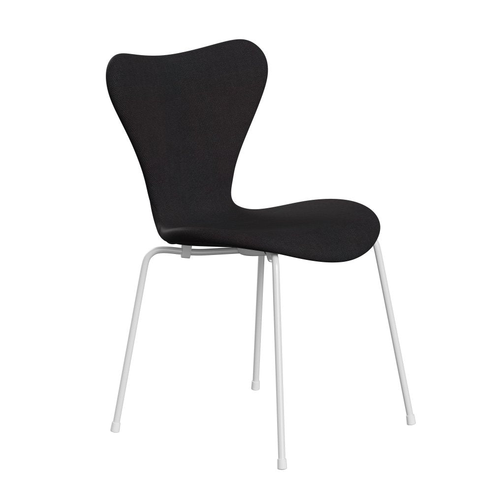 Fritz Hansen 3107 chaise complète complète, blanc / sunniva 2 noir (SV683)