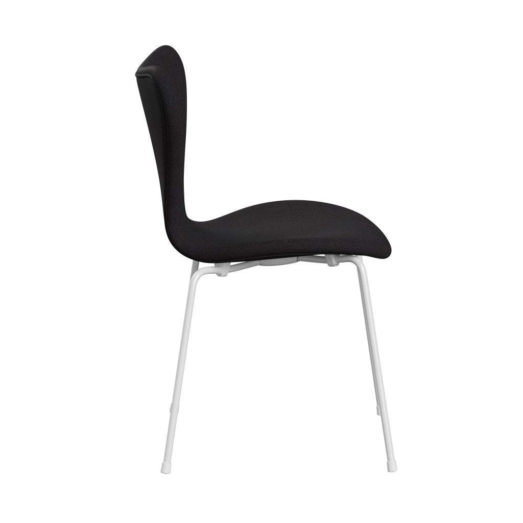 Fritz Hansen 3107 chaise complète complète, blanc / sunniva 2 noir (SV683)