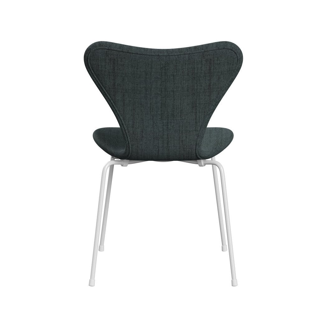 Fritz Hansen 3107 stoel Volledige bekleding, wit/sunniva 2 zwart/lichtblauw