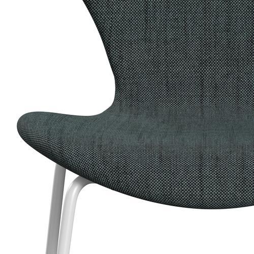 Fritz Hansen 3107 Stol Fuld polstring, hvid/sunniva 2 sort/lyseblå