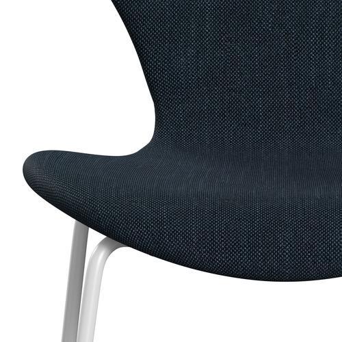 Fritz Hansen 3107 Stuhl Vollpolsterung, Weiß/Sunniva 2 Schwarz/Marine