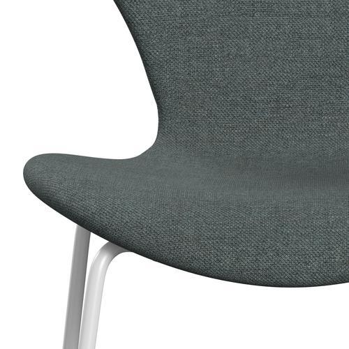 Fritz Hansen 3107 Stuhl Vollpolsterung, Weiß/Sunniva 2 Stahlgrau