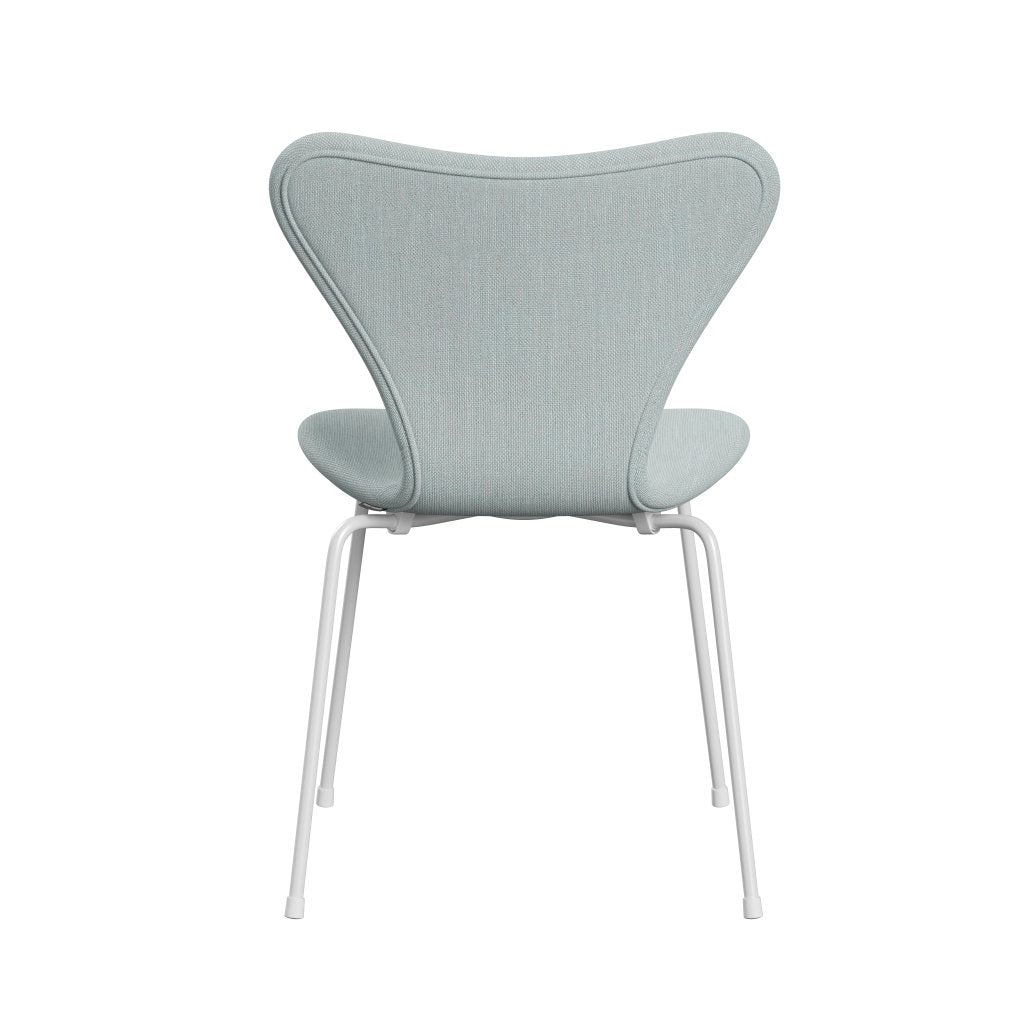 Fritz Hansen 3107 Stuhl Vollpolsterung, Weiß/Sunniva 2 Weiß/Hellblau