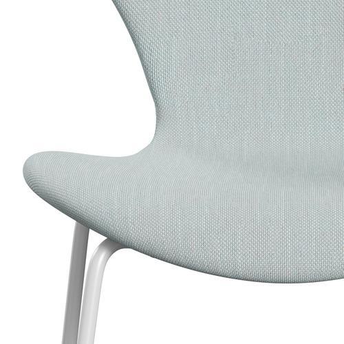 Fritz Hansen 3107 chaise complète complète, blanc / sunniva 2 blanc / bleu clair