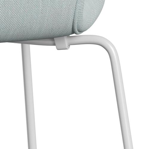 Fritz Hansen 3107 stol full møbeltrekk, hvit/sunniva 2 hvit/lyseblå