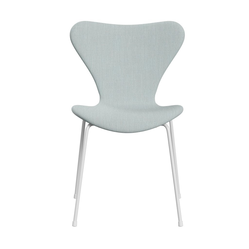 Fritz Hansen 3107 chaise complète complète, blanc / sunniva 2 blanc / bleu clair